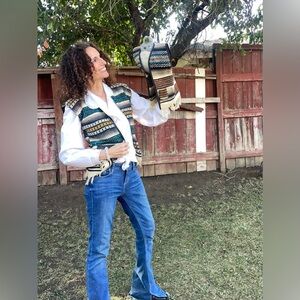 60’s/ 70s Mexican Serape adult and child poncho blanket vests